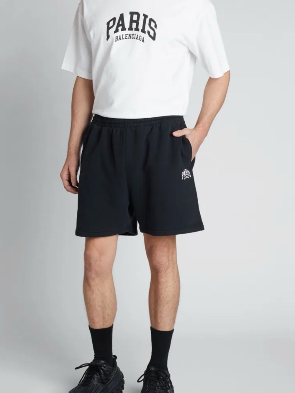 Balenciaga Cities “Paris” Logo Sweat Shorts